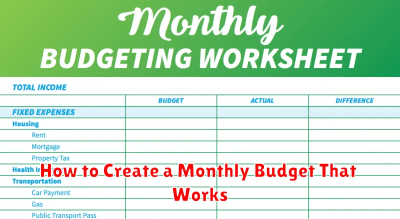 How to Create a Monthly Budget That Works How to Create a Monthly Budget That Works